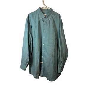 Oak Hill Dress Shirt Mens 20 37/38 Green Stretch Classic Fit Long Sleeve
